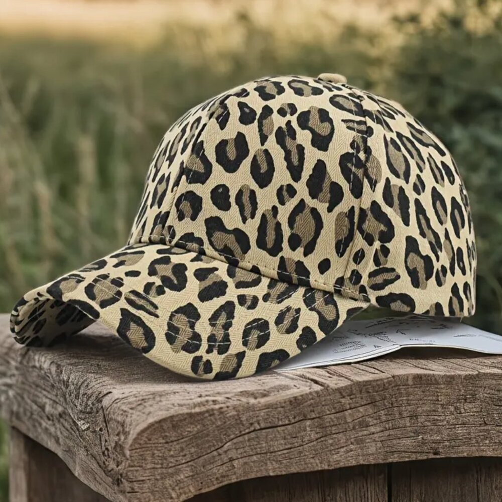 WOMENS LEAPARD PRINT BASEBALL CAP